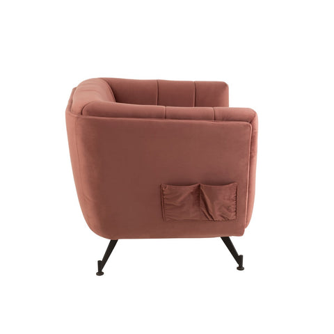 J-Line Lounge Zetel 1-Zit Textiel/Hout/Metaal Antiek Roze