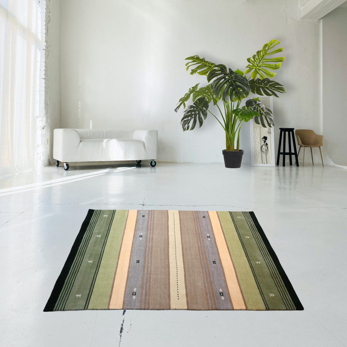 Gestreept Gabbeh vloerkleed - 180x120 cm - HANDGEMAAKT