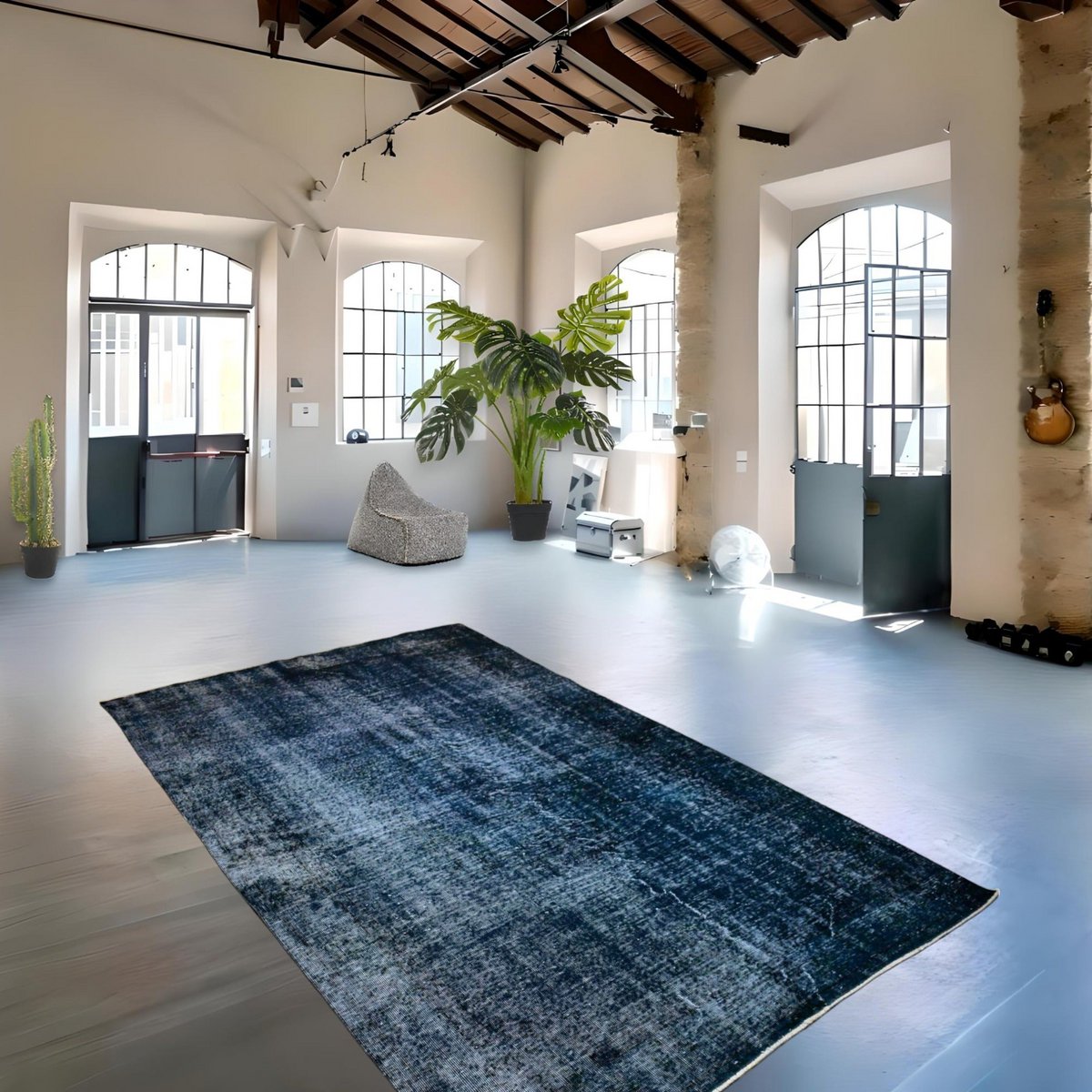 Blauw vintage vloerkleed - 285x176 cm - HANDGEMAAKT