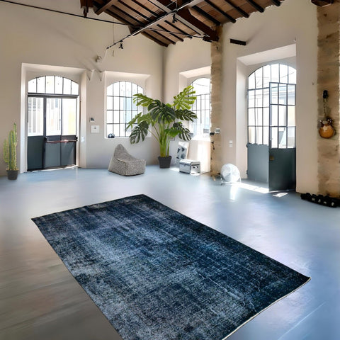 Blauw vintage vloerkleed - 285x176 cm - HANDGEMAAKT