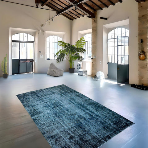 Blauw vintage vloerkleed - 258x160 cm - HANDGEMAAKT
