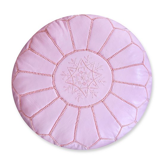 Leren poef - roze