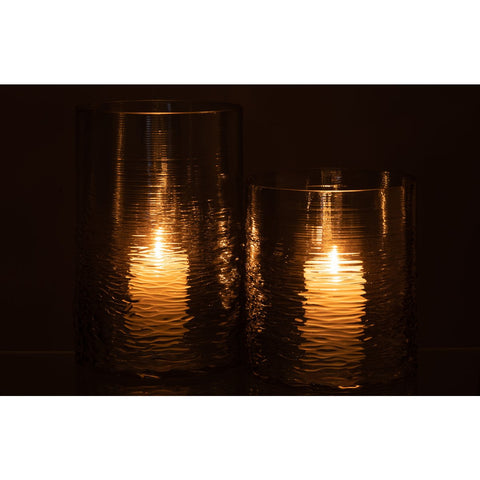 J-Line windlicht Zee - Kaarsenhouder - glas - blauw - large