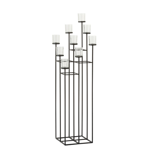J-Line Kaarshouder 9 Delen Metaal/Glas Zwart