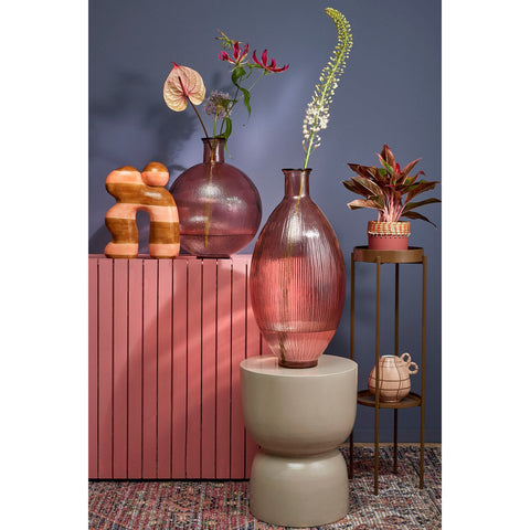 Firenza Fles Vaas - H59 x Ø29 cm - Gerecycled Glas - Lichtroze