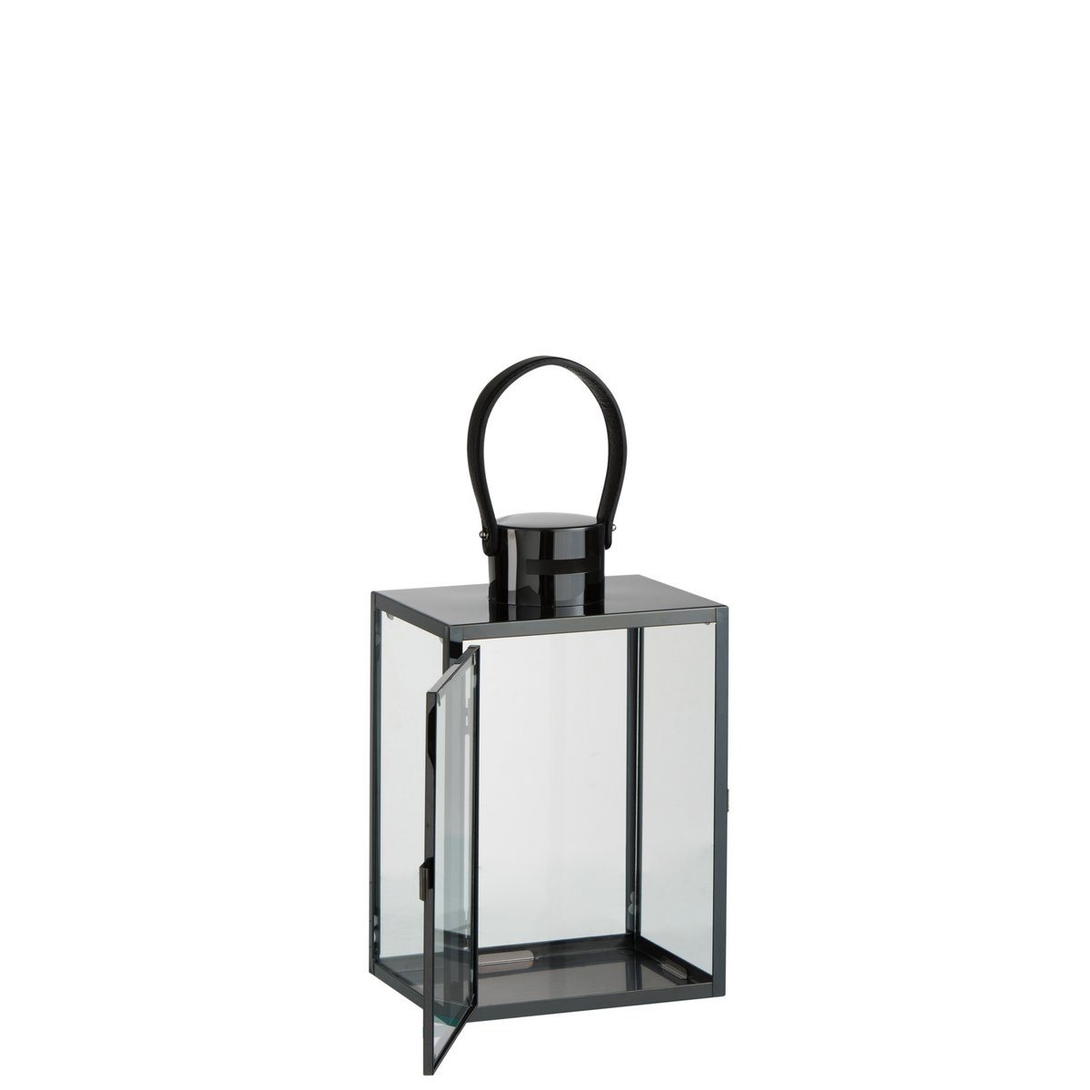 J-Line lantaarn Rechthoekig - metaal/glas - zwart