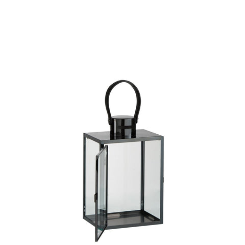 J-Line lantaarn Rechthoekig - metaal/glas - zwart