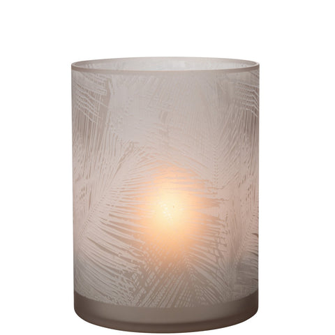 J-Line windlicht Bladeren - glas - beige - extra large