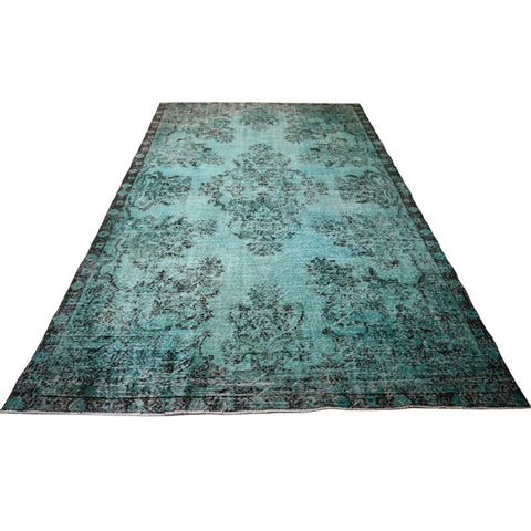 Turquoise vintage vloerkleed - 316x200 cm - HANDGEMAAKT