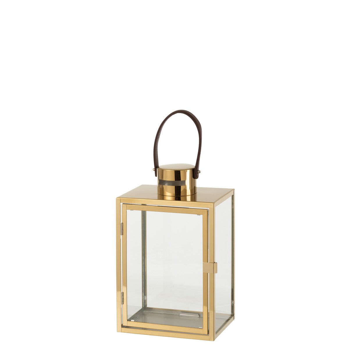 J-Line Lantaarn Rechthoek Metaal/Glas Goud