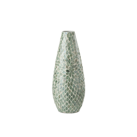 J-Line vaas Betha Parel - bamboe - lichtblauw - 47 cm hoog