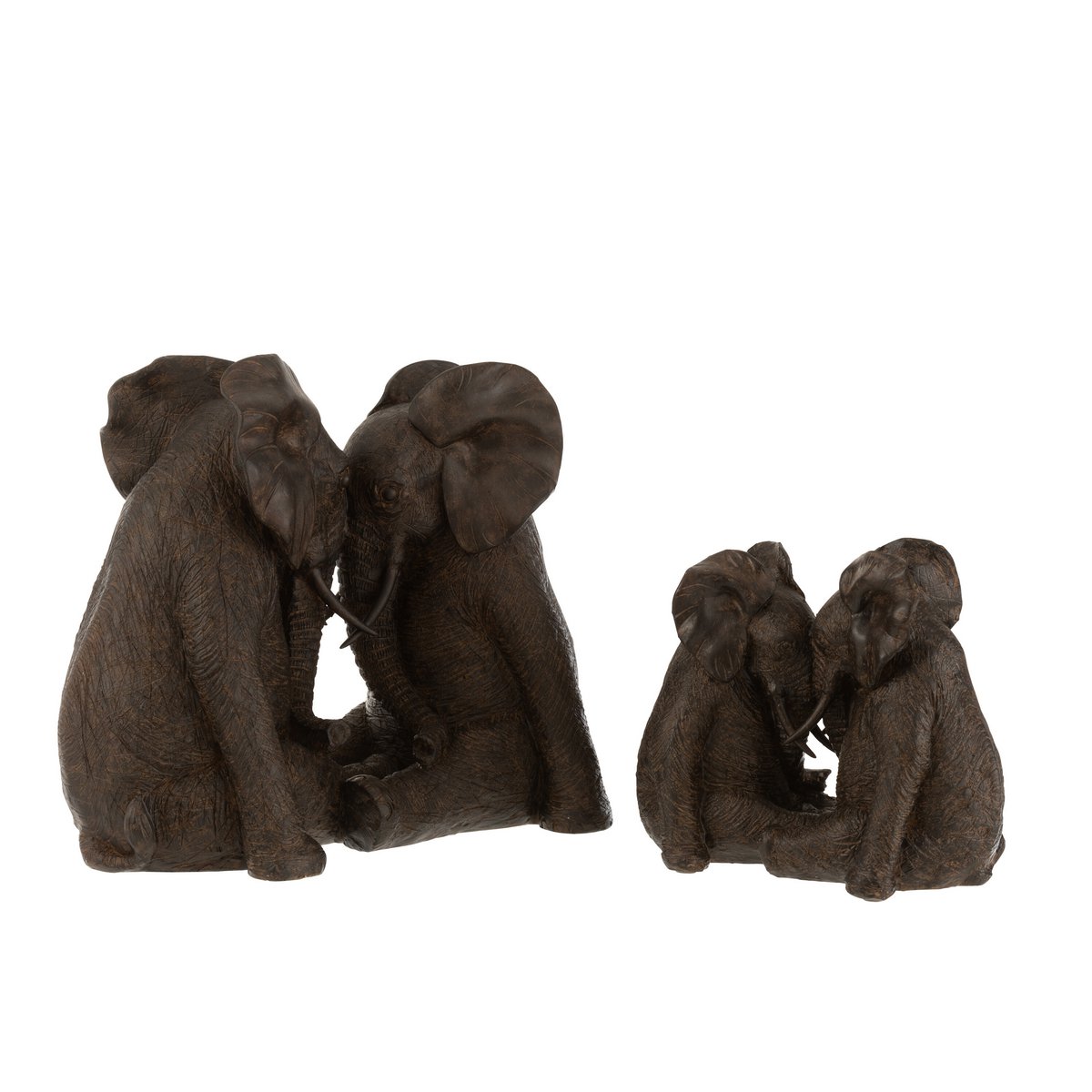 J-Line Koppel Olifant Poly Donkerbruin Large