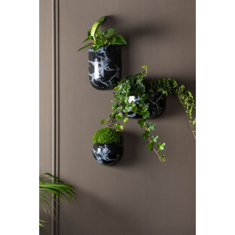 Muurplantpot ovaal breed marmer