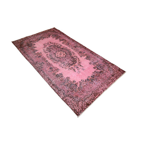 Roze vintage vloerkleed - 212x113 cm - HANDGEMAAKT