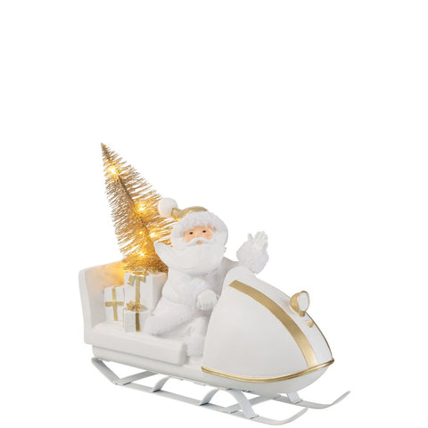J-Line Kerstman Met Slee Poly Wit/Goud