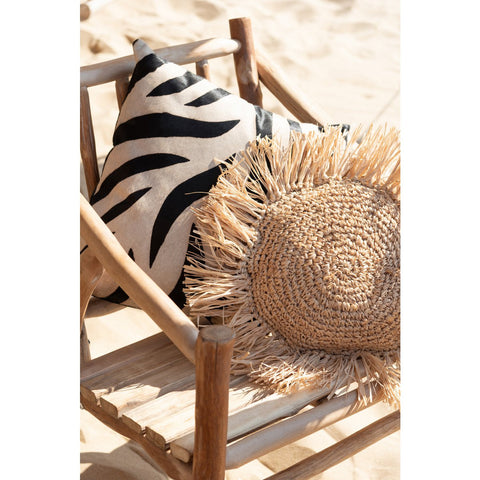 J-Line kussen Zebra Vierkant - leer - zwart/wit