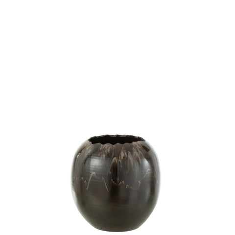 J-Line bloempot - keramiek - bruin - small
