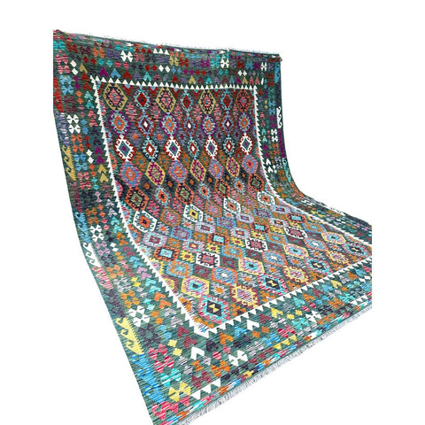 XXL Kleurrijke kelim - 400x310 cm - HANDGEMAAKT