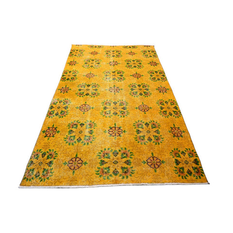 Geel vintage vloerkleed - 197x115 cm - HANDGEMAAKT