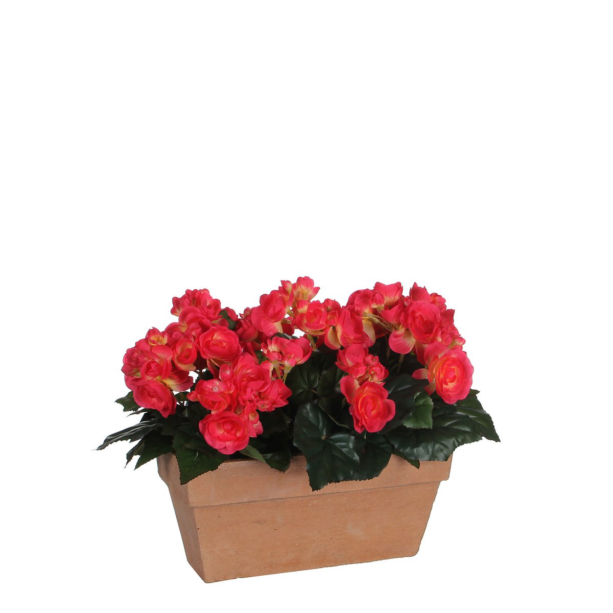 Begonia Kunstplant in Balkonbak Slate - L29 x B13 x H25 cm - Donkerroze