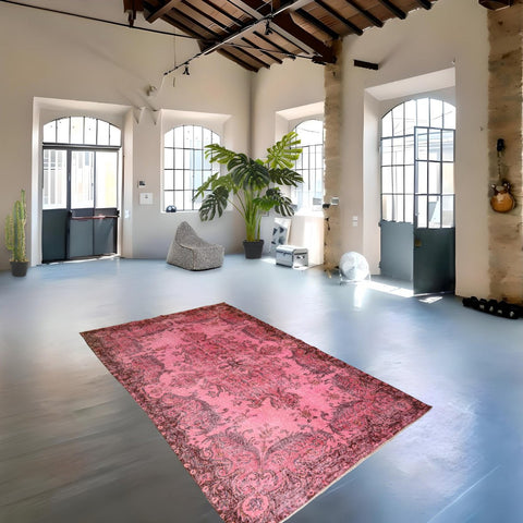 Roze vintage vloerkleed - 286x187 cm - HANDGEMAAKT