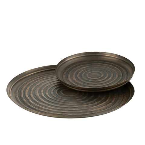 J-Line plateau Rond Klassiek - ijzer - brons - large