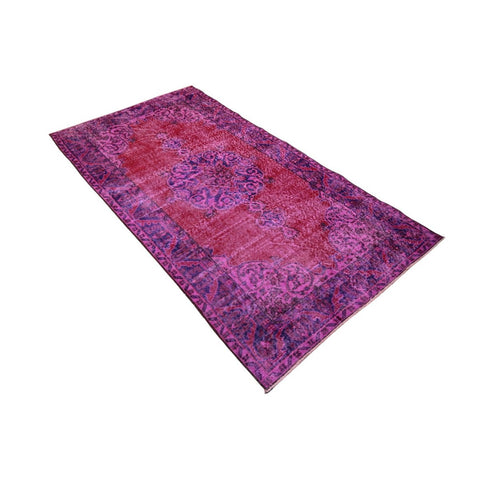 Paars vintage vloerkleed - 218x116 cm - HANDGEMAAKT