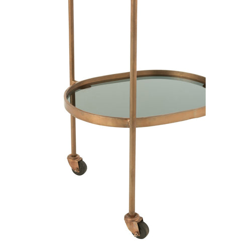 J-Line serveerkar Ovaal 2 niveaus - ijzer/glas - zwart/brons