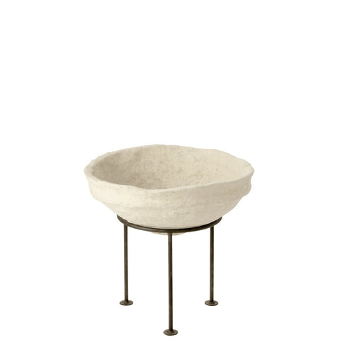 J-Line Schaal Op Voet Chad Papier Mache Wit