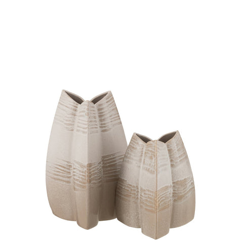 J-Line Vaas Abstract Tripod Klei Beige Large