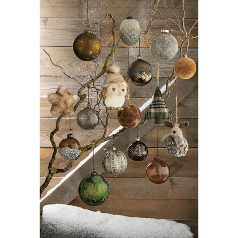 J-Line Doos Van 4 Kerstballen Glas Antiek Fel Groen Large