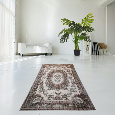 Beige bruin vintage vloerkleed - 267x167 cm - HANDGEMAAKT