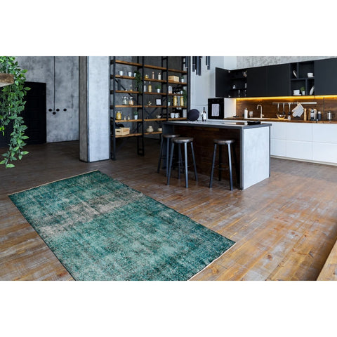 Turquoise vintage vloerkleed - 261x156 cm - HANDGEMAAKT