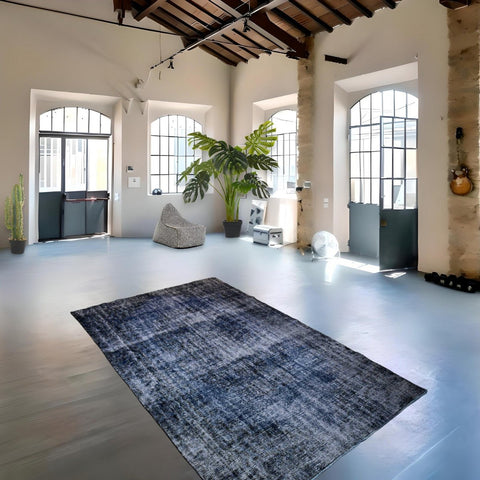Blauw vintage vloerkleed - 267x156 cm - HANDGEMAAKT