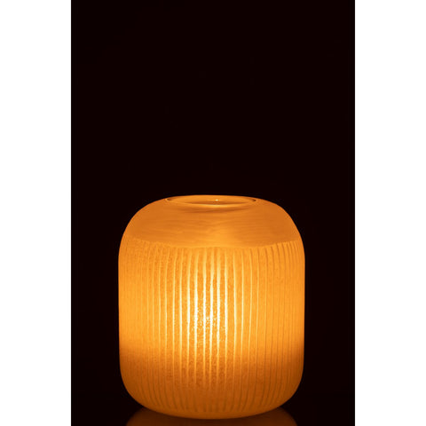 J-Line vaas Strepen - glas - lichtgeel - medium