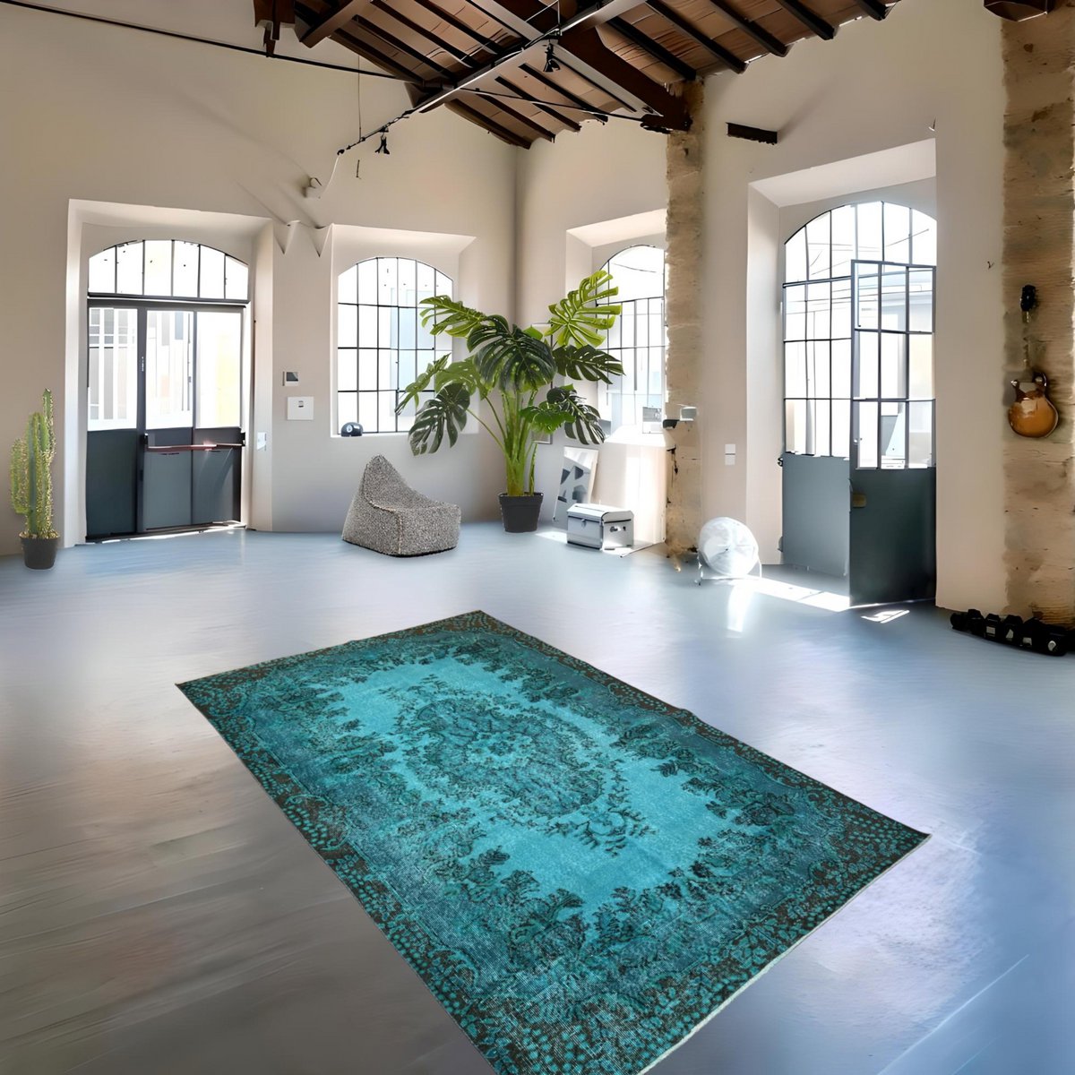 Turquoise vintage vloerkleed - 272x175 cm - HANDGEMAAKT