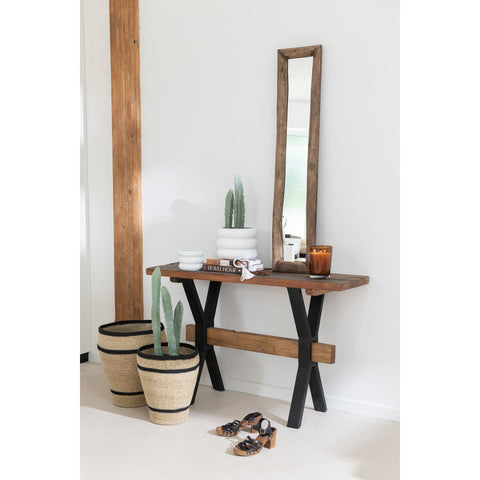 J-Line spiegel Rechthoek - hout - bruin - small