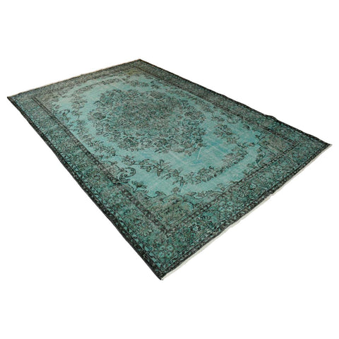Turquoise vintage vloerkleed - 281x187 cm - HANDGEMAAKT