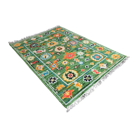 Groen Azeri vloerkleed - 96x70 cm - HANDGEMAAKT