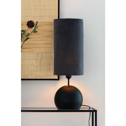 J-Line Lamp Bol Ijzer/Fluweel Zwart/Grijs