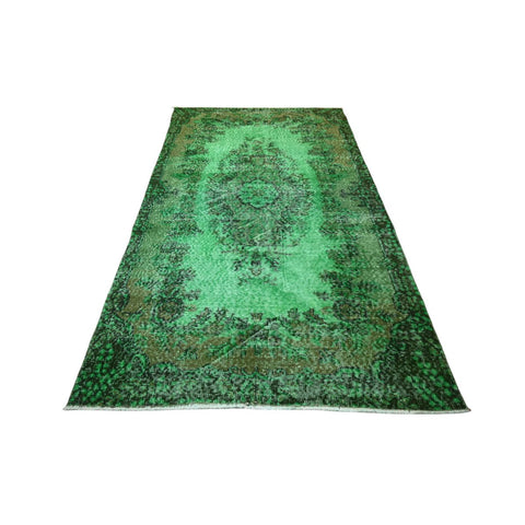 Groen vintage vloerkleed - 202x108 cm - HANDGEMAAKT