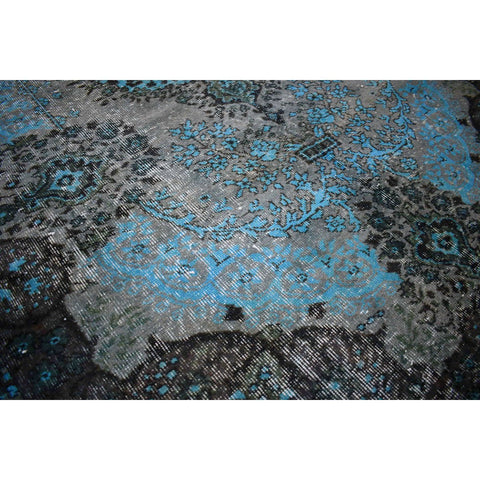 Vintage vloerkleed blauw - 263x160 cm - HANDGEMAAKT