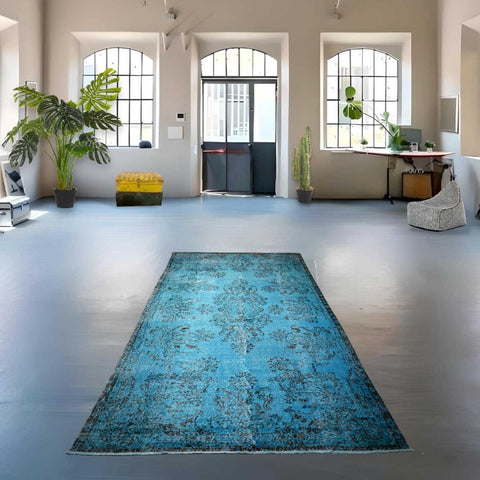 Blauw vintage vloerkleed - 276x170 cm - HANDGEMAAKT