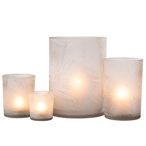 J-Line windlicht Bladeren - glas - beige - extra large