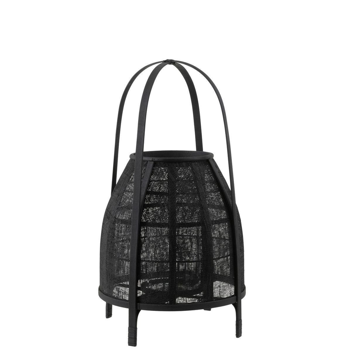J-Line lantaarn Kap - bamboe - zwart - medium