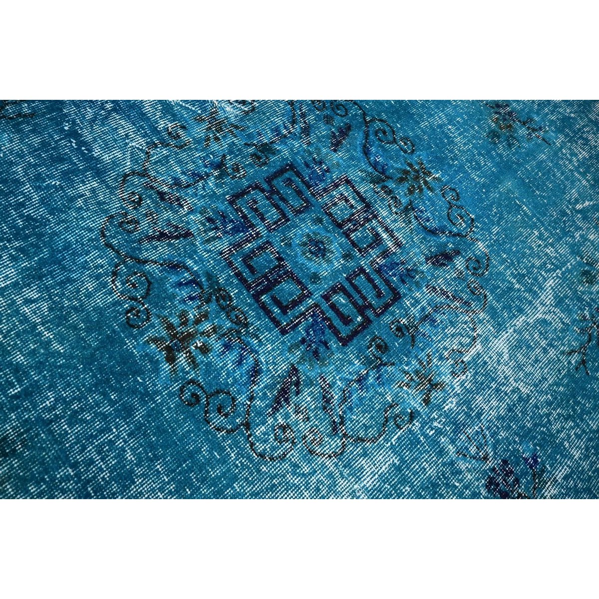 Blauw vintage vloerkleed - 296x184 cm - HANDGEMAAKT