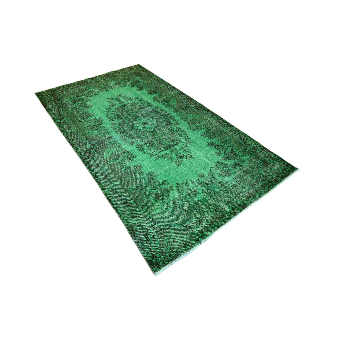 Groen vintage vloerkleed - 208x116 cm - HANDGEMAAKT
