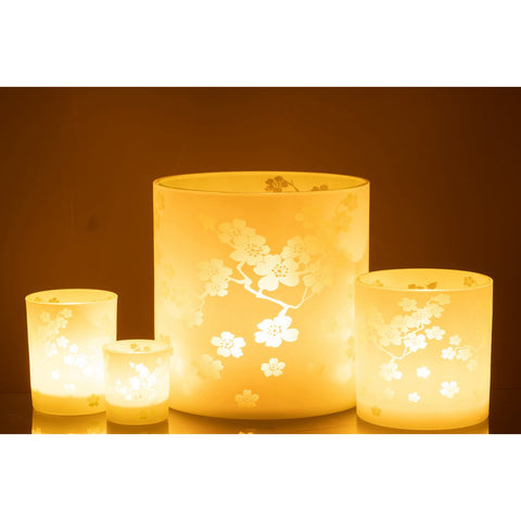 J-Line windlicht Bloemen -  glas - groen - extra large