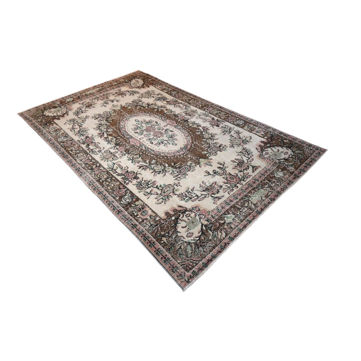 Beige bruin vintage vloerkleed - 267x167 cm - HANDGEMAAKT