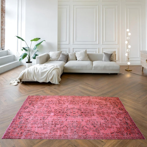 Roze vintage vloerkleed - 292x193 cm - HANDGEMAAKT